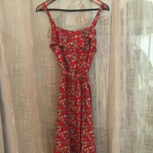 Banana Republic Red Floral Midi Dress